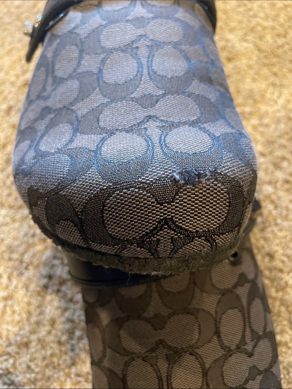 Coach Gray Signature Slip-On Clogs with Black Strap - Picture 8 of 9